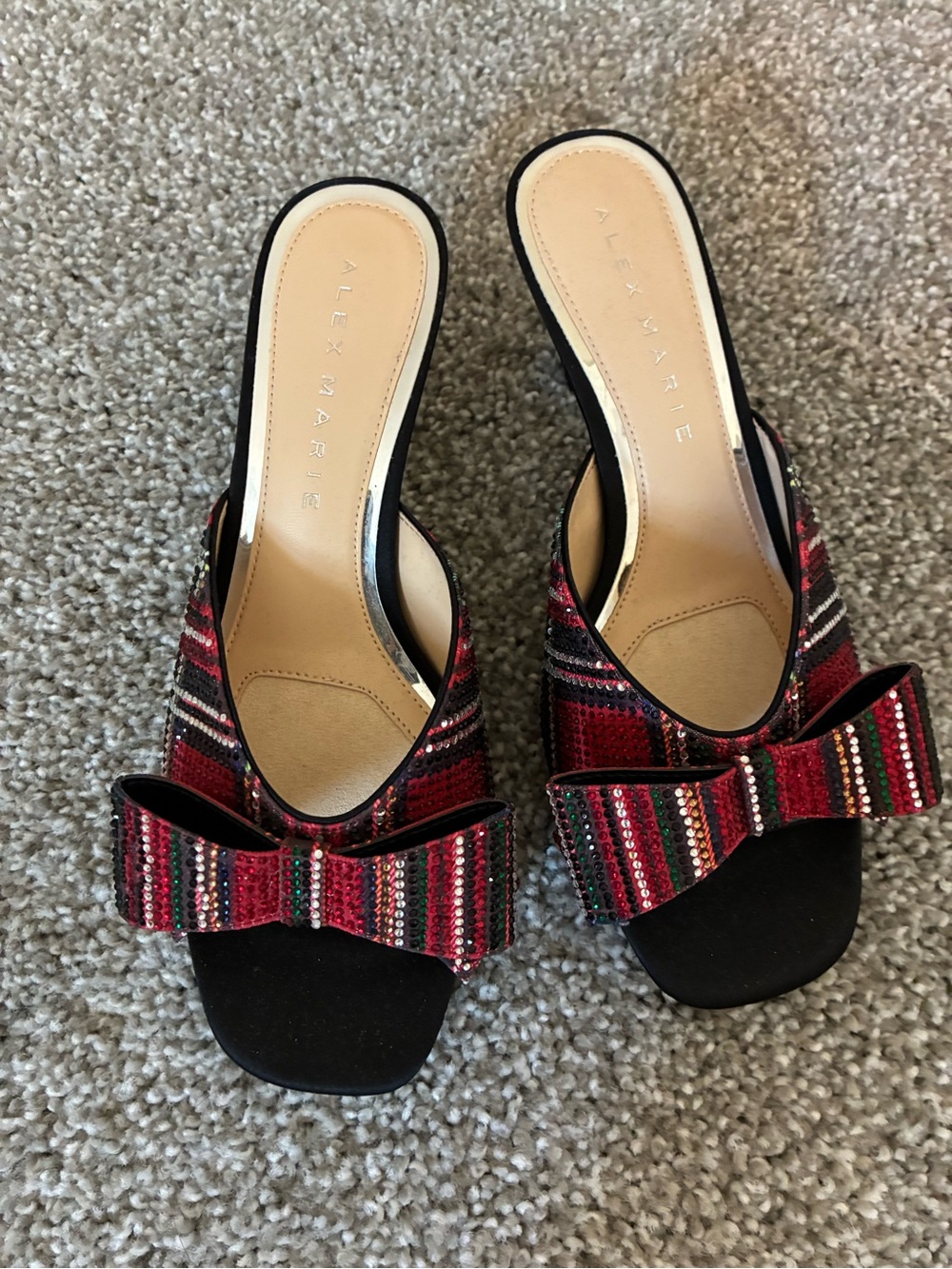 Alex Marie Red Plaid Bow Slide Mules
